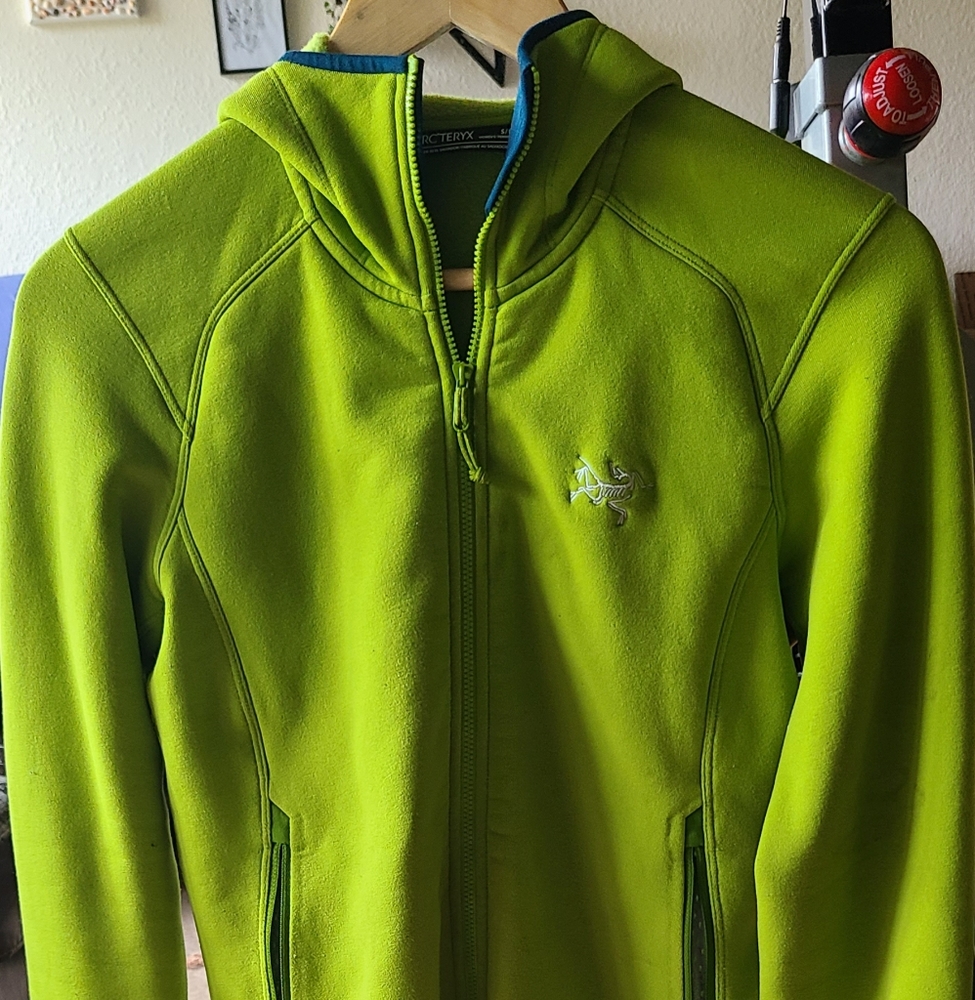 Arcteryx Womens, Small, Bright Green fleece zip up